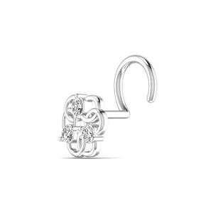 14kt Twisted Round Three Stone Diamond Nose Pin en Yellow Rose & White Gold Fine Piercing Jewelry - Product Image 2