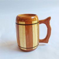 Mug authentique fait main en bois de mangue/acacia, écologique, durable, rustique, vintage, pour café et bière, design artisanal