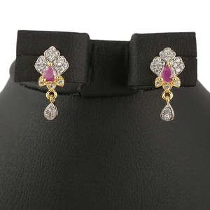 American Diamond <b>Locket</b> Set - Golden - Product Image 2