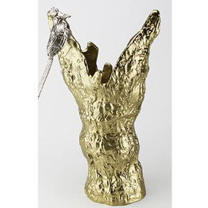 Nouvel arrivage de vase à fleurs de table design unique pour décoration de mariage avec sculpture d'oiseau couleur or fini de forme irrégulière - Product Image 1