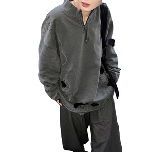 Personalizado peso pesado bajo MOQ sudadera diseño de moda bordado sudadera cuello con cremallera camisa de manga larga sudaderas con capucha de fábrica - Product Image 2