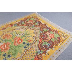 Turkish Large Rug, 6.3x9.5 ft Vintage Rug, <b>Yellow</b> Kilim <b>Wool</b> Rug - Product Image 4