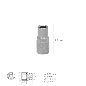 Chiave a Bussola Esagonale 1/4" 6 mm. - Product Image 2