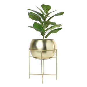 Jardinière en métal gris avec support, décoration de sol pour la maison et le jardin, pots à fleurs avec support doré, design de pot - Product Image 6