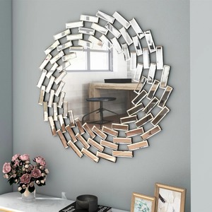 Modern Gold Art Deco Handmade Sunburst Wall <b>Mirror</b> Square Glass <b>Tile</b> Metal Iron Frame for Living Room Entryway Wedding - Product Image 6