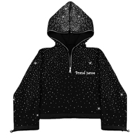Survêtement personnalisé pour homme avec fermeture éclair intégrale, sweat-shirt et pantalon de survêtement délavés à l'acide et accents de strass, essentiels du streetwear, fabricant