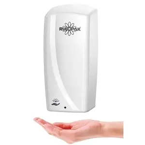 Distributeur automatique de savon liquide Rulopak 1000 ml blanc en ABS, double, éco-responsable, à capteur, rechargeable, alimenté par piles, pour hôtel et usage domestique - Product Image 1