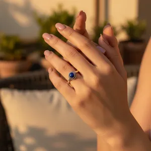 Anillo Fino de Plata 925 con Gema Azul, Joyería de Uso Diario para Mujer - Product Image 1