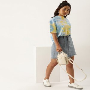 Tie Dye Boxy Tshirt Goutte Épaule Manches Respirant Regular Fit Longueur pour Casual Summer Wear Made Spandex Imprimer Sans Col - Product Image 4