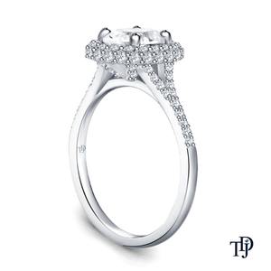 Bague de fiançailles en or 14 carats sertie de pavés sur les côtés et avec des accents halo, avec diamant central (naturel), fabricant de vente en gros OEM - Product Image 3