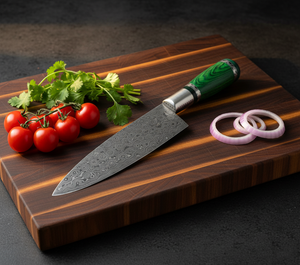 Cuchillo de chef de acero de Damasco Premium, cuchillo de cocina afilado para uso profesional y doméstico, mango ergonómico, hoja Tang completa - Product Image 5