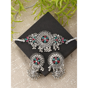 GS Green Maroon Round Center Flower Choker Elegant <b>Wedding</b> <b>Accessory</b> - Product Image 1