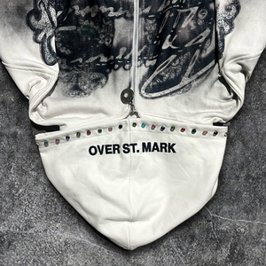 Sudadera con Capucha de Invierno para Hombre, 100% Algodón, con Estampado de Tinta, Hombros Caídos, Cierre de Cremallera, Bolsillo de Felpa, Bordado con Logotipo Personalizado, Lavado Ácido, Estilo Vintage - Product Image 5