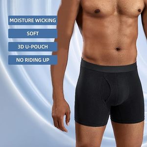 Ropa Interior de Alta Calidad OEM Negra de Marca Privada con Estampado Personalizado, Calzoncillos Tipo Bóxer de Algodón 100% Bambú para Hombre - Product Image 6