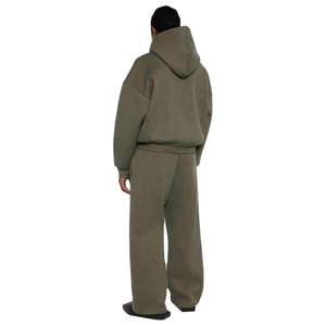 Conjunto de chándal con capucha y cremallera completa con estampado de felpa francesa para hombre, chándal de invierno de gran tamaño de poliéster 100% - Product Image 2