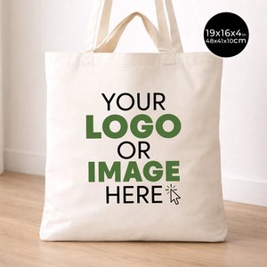 Sac fourre-tout en coton imprimé personnalisé, réutilisable, à double poignée, 19L x 16H x 4P, sac de courses moyen, lettres thermocollées pour produits alimentaires - Product Image 1