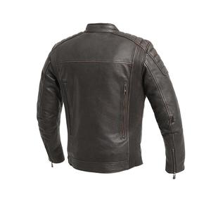 Veste en cuir de motard vintage pour homme, en cuir véritable, rembourrée - Product Image 6