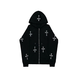 Sweat à capuche personnalisé en coton, streetwear personnalisé, effet délavé au soleil, rivets, sweat à capuche avec strass pour homme - Product Image 1