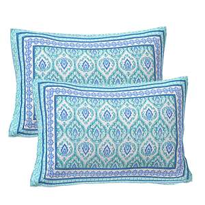 Parure de lit double imprimée florale bleu turquoise avec 2 taies d'oreiller, ensemble 3 pièces, drap plat de massage pour usage domestique (ADB1465) - Product Image 3