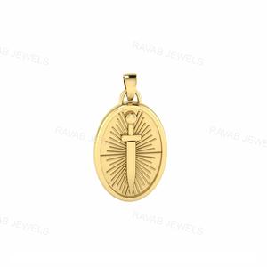 Daga personalizada chapada en oro de alta calidad, joyería de plata personalizada, colgante de 16x30mm, regalo de Navidad para hombres y mujeres de la India - Product Image 1
