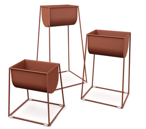 Maceta y maceta de diseño clásico, maceta decorativa de Metal marrón con recubrimiento en polvo con soporte para decoración del hogar, SET/3 - Product Image 1