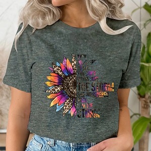 2025 camisetas impresas en 3D de calidad superior, camisa informal personalizada con cuello redondo para mujer, camisas de diseño elegante de algodón 100% - Product Image 2