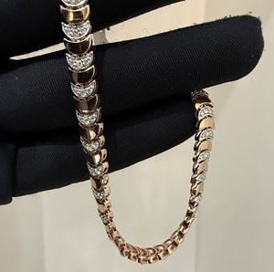 Elegante Brazalete y Pulseras de Tenis de Oro Sólido de 14K para Mujer con Diamantes Naturales de Corte Brillante Certificados por Terceros VDS 10-16G - Product Image 1