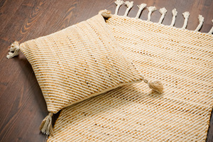 Alfombra de yute tejida a mano de alta calidad hecha a máquina de algodón de yute, marfil Natural bordado, precio al por mayor para decoración de sala de oración - Product Image 3