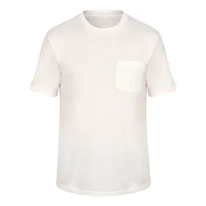 100% Gekamd Katoenen T-Shirt Met Korte Mouwen Met Pocket Unisex T-Shirt Duurzame Eco-Vriendelijke Fabrieksproductie