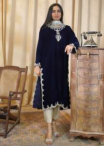 2024 último hermoso trabajo bordado a mano Kurta pantalón Dupatta conjunto adornado cuentas de cristal piedra Dabka trabajo encaje/botón - Product Image 2