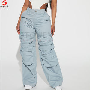 Convertible Short Cargo Pant Zipper Design <b>Belt</b> Loops <b>Wide</b> Leg Snap Button and Zipper Closure Cargo Trouser - Product Image 6