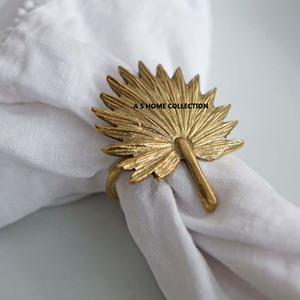 Forme de feuille porte-anneau de serviette en métal fait à la main en gros décoration de table fabricant d'anneau de serviette de mariage - Product Image 1