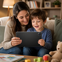 Tablette Android 14 pour enfants 10,1 pouces 6 Go RAM 64 Go ROM Octa Core Double SIM Double Veille WiFi pour l'apprentissage, les dessins animés et la musique