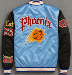 Buena venta al por mayor de chaqueta Varsity de satén para hombres Chaqueta de vuelo de mejor material Chaqueta de nailon con cremallera informal con bolsillos - Product Image 2