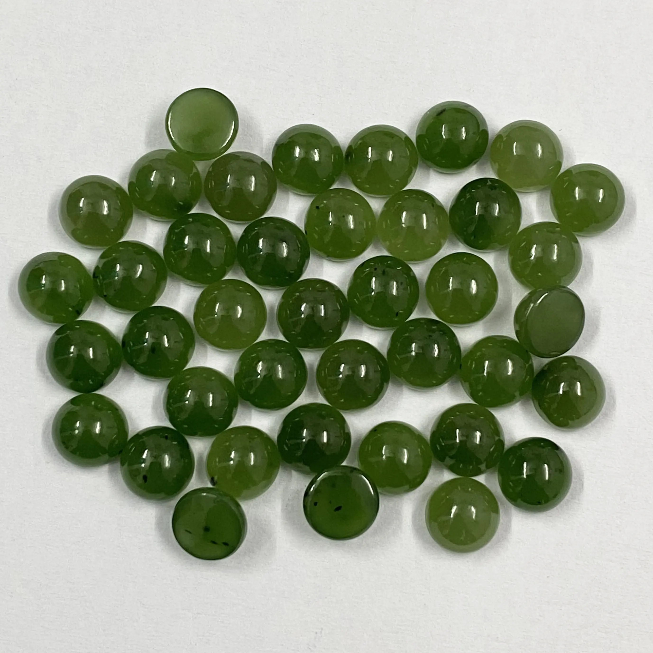 Super Fine Qualidade Preço Acessível 7mm Nephrite Jade Rodada Cabochões Lisos Atacado Granel Pedras Preciosas Soltas Do Fabricante