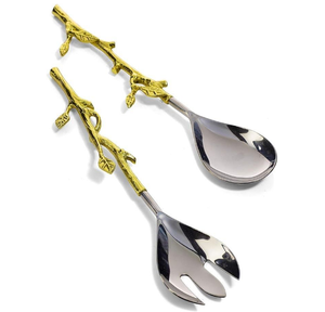 Servidor de ensalada de acero inoxidable hecho a mano con acabado en plata, accesorios de cocina de acero, vajilla, servidor de ensalada con espejo vegetal - Product Image 6