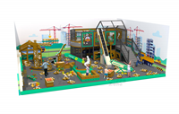Aire de jeux intérieure Diggerland pour usage commercial, espace de jeu avec piscine à sable, excavatrice, grue, arbre et mur de sable