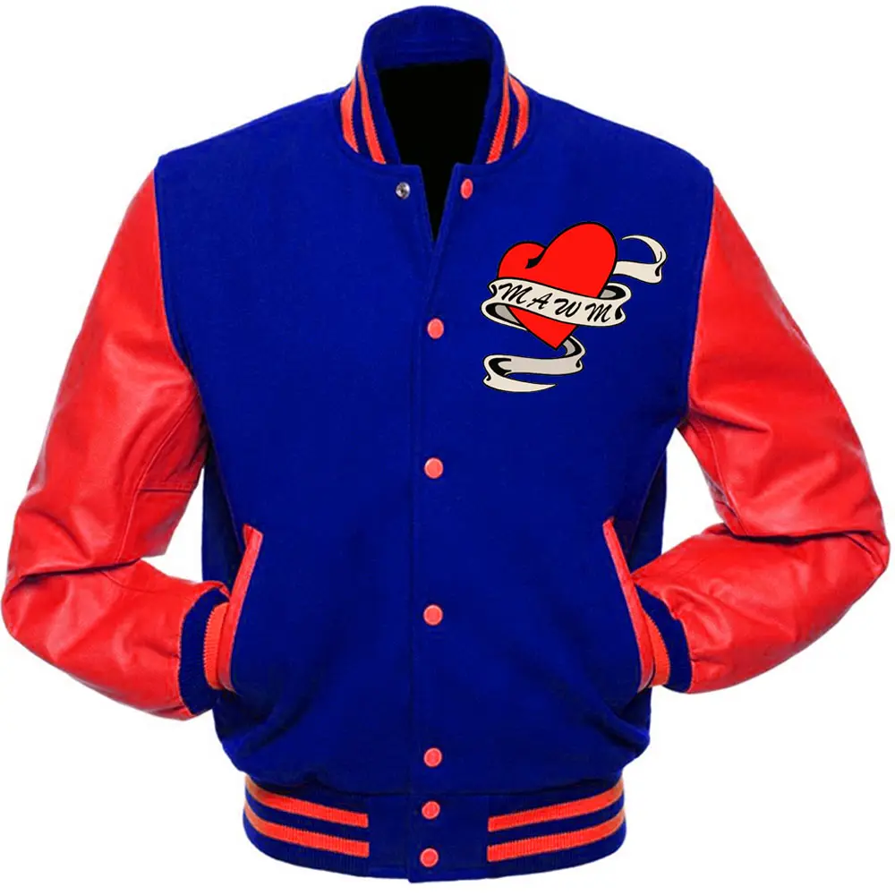 Men Button Up Custom Logo Letterman Jackets Long Sleeve Real Leather Baseball Wholesale Jacket