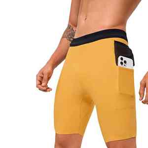 Shorts de sport pour homme avec découpe laser, shorts de compression actifs unis, logo personnalisé, shorts de course élastiques côtelés - Product Image 1