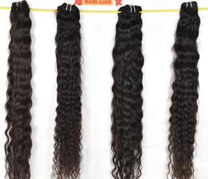 Vente en gros 100% paquets vierges de cheveux indiens bruts de couleur naturelle pour femmes noires pas cher machine double trame extensions de cheveux humains à vagues profondes - Product Image 2