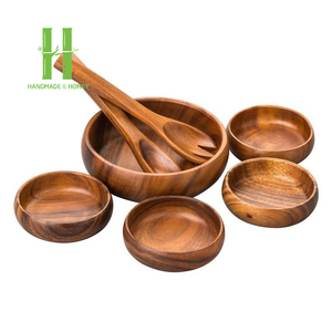 ชุดชามและถาดไม้ชามเสิร์ฟสลัดและซอสชุดจานชาม OEM สีตามสั่งจากเวียดนาม - Product Image 6