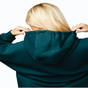 Sudadera con Capucha Extra Grande para Mujer, Corte Holgado, 80% Algodón, 20% Poliéster, Diseño Lineal Arqueado, Color Verde Zinc - Product Image 5