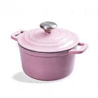 Meilleure vente de casserole chauffante de haute qualité en fonte émaillée marmite à soupe à double oreille design classique forme ronde prix de gros