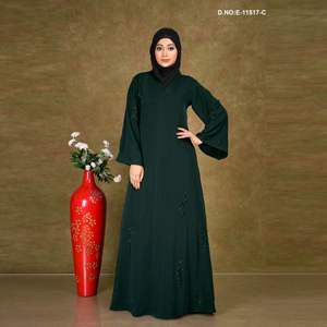 Abaya à broderies dispersées, tissu Nida de qualité supérieure |   Vêtement long élégant - Product Image 3