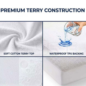 Protège-matelas en tissu éponge ajusté, tricoté, de luxe, écologique, imperméable, doux, absorbant, réutilisable et durable - Product Image 6