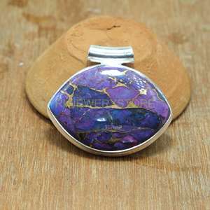 จี้รูปทรงมาร์ควิส สีม่วงทองแดงเทอร์ควอยซ์ จี้เงินแท้ 925 จี้พลอย สร้อยคอ จี้พลอยสีม่วงทองแดงเทอร์ควอยซ์ - Product Image 6