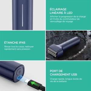 Rasoir électrique rechargeable 3-en-1 pour hommes, utilisation humide et sèche, rotatif, alimentation USB, verrouillage de voyage, pour visage et corps, avec lames de rechange - Product Image 1