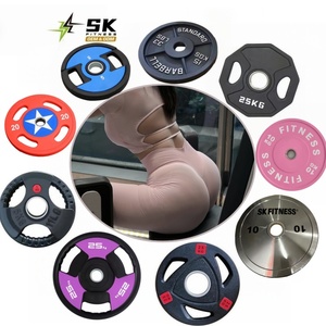 SK Fitness personnalisé Logo15/<span class=keywords><strong>20</strong></span>/25KG/LB ensembles usine directe pour Olympik <span class=keywords><strong>poids</strong></span> plaques 50mm couleur uréthane pare-chocs Tri-Grip formation - Product Image 1