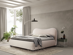 Cama Moderna, Resistente y Creativa para Apartamentos y Hoteles, Tapizada en Tela, con Armazón de Madera Maciza, Color Crema, Tamaño King y Queen, Estilo Rústico - Product Image 6