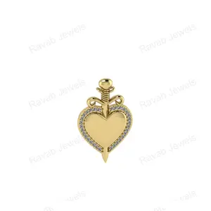 2025 hecho a mano S925 plata esterlina sólida corazón joyería encanto chapado en oro 34x22mm hecho a medida en la India para mujeres - Product Image 1